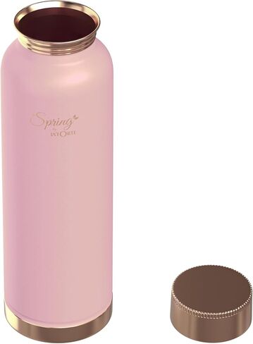 زجاجة مياه سبرينج من النحاس النقي مع غطاء مسطح، طلاء مطاطي من السيليكون الفاخر (1000 مل)، عبوة من زجاجة واحدة (أسود منتصف الليل) in Kuwait