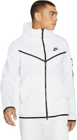 هودي Nike Sportswear Tech Fleece بسحاب كامل للرجال أبيض/أسود مقاس متوسط in Saudi Arabia