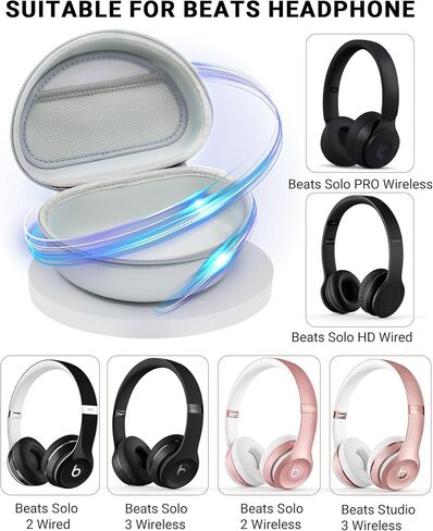 Hard Headphone Case for Beats Solo 4, Studio Pro, Solo 3, Studio 3, Solo 2,Over Ear Headphone Carrying Case with Storage Cable Bag Strap for Travel in Kuwait