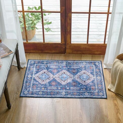 KSK Bohemian Style Area Rug - Soft, Slip-Resistant, Washable Carpet for Living Room and Bedroom - Vintage Low Pile, Kid and Pet Friendly 5x7 in Kuwait