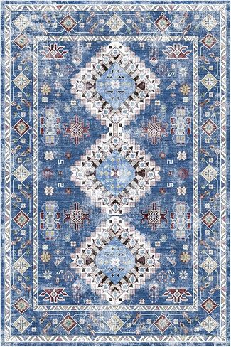 KSK Bohemian Style Area Rug - Soft, Slip-Resistant, Washable Carpet for Living Room and Bedroom - Vintage Low Pile, Kid and Pet Friendly 5x7 in Kuwait