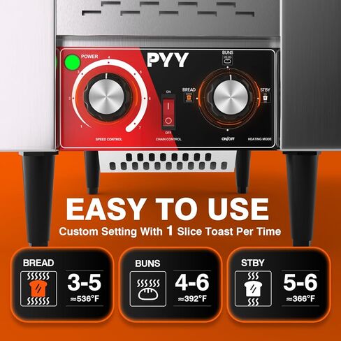 PYY Commercial Conveyor Toaster with Electric Stainless Conveyor, Heavy Duty Toaster for Restaurant Bun Bagel Bread (150 Slices/h Black) in Saudi Arabia