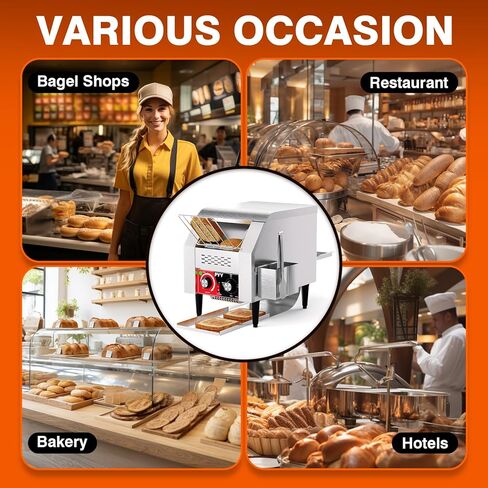 PYY Commercial Conveyor Toaster with Electric Stainless Conveyor, Heavy Duty Toaster for Restaurant Bun Bagel Bread (150 Slices/h Black) in Saudi Arabia