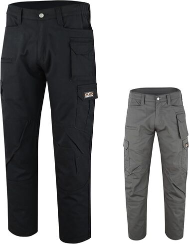 Mens Tactical Pants Elasticated Waist Lightweight Work Pants for Men Construction Boot Cut Relaxed Fit Cargo Pants in Saudi Arabia