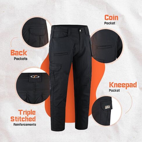 Mens Tactical Pants Elasticated Waist Lightweight Work Pants for Men Construction Boot Cut Relaxed Fit Cargo Pants in Saudi Arabia