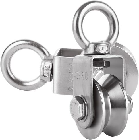 certbuy 2 حزمة كابل الثقيلة بكرة واحدة كتلة عجلة، 304 الفولاذ المقاوم للصدأ كتلة بكرة صامتة لحبل الأسلاك مع محامل الكرات، نظام بكرة DIY لتجريب معدات الصالة الرياضية، ونش، ورفع in Kuwait