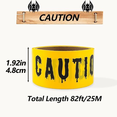 Halloween Decorations Caution Tape, 1.9inch x 82Feet Roll Yellow Halloween Scary Caution Tape, Halloween Scary Hazard Warning Tape for Crime Scene, Halloween Party Decorations Indoor Outdoor(Black) in Saudi Arabia