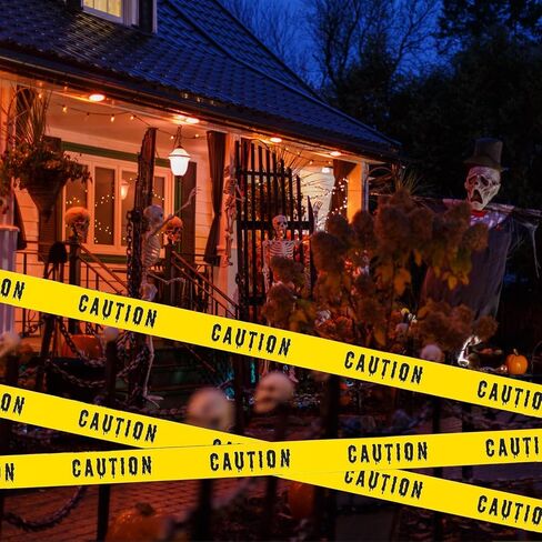 Halloween Decorations Caution Tape, 1.9inch x 82Feet Roll Yellow Halloween Scary Caution Tape, Halloween Scary Hazard Warning Tape for Crime Scene, Halloween Party Decorations Indoor Outdoor(Black) in Saudi Arabia