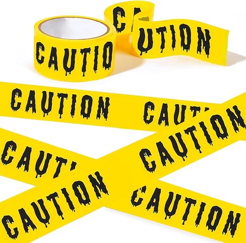 Halloween Decorations Caution Tape, 1.9inch x 82Feet Roll Yellow Halloween Scary Caution Tape, Halloween Scary Hazard Warning Tape for Crime Scene, Halloween Party Decorations Indoor Outdoor(Black) in Saudi Arabia