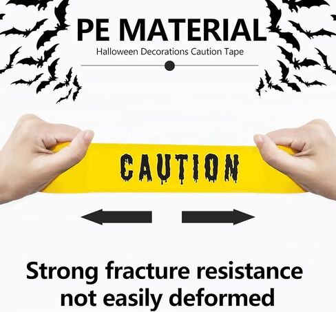 Halloween Decorations Caution Tape, 1.9inch x 82Feet Roll Yellow Halloween Scary Caution Tape, Halloween Scary Hazard Warning Tape for Crime Scene, Halloween Party Decorations Indoor Outdoor(Black) in Saudi Arabia