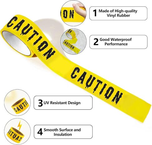 Halloween Decorations Caution Tape, 1.9inch x 82Feet Roll Yellow Halloween Scary Caution Tape, Halloween Scary Hazard Warning Tape for Crime Scene, Halloween Party Decorations Indoor Outdoor(Black) in Saudi Arabia