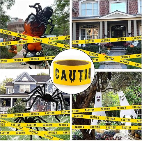 Halloween Decorations Caution Tape, 1.9inch x 82Feet Roll Yellow Halloween Scary Caution Tape, Halloween Scary Hazard Warning Tape for Crime Scene, Halloween Party Decorations Indoor Outdoor(Black) in Saudi Arabia