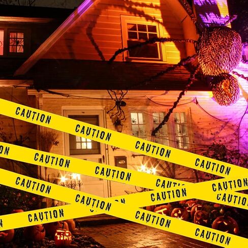 Halloween Decorations Caution Tape, 1.9inch x 82Feet Roll Yellow Halloween Scary Caution Tape, Halloween Scary Hazard Warning Tape for Crime Scene, Halloween Party Decorations Indoor Outdoor(Black) in Saudi Arabia