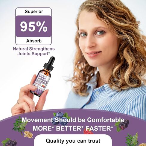 Glucosamine Chondroitin MSM Liquid Drops - Extra Strength Joint Support Supplement with Elderberry, Boswelia, Bromelain, Hyaluronic Acid - Antioxidant Immune Support for Adults, Men & Women (2 Pack) in Kuwait