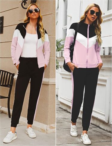 بدلة رياضية نسائية بسحاب كامل من Marvmys - طقم ركض مكون من قطعتين من Traksuit بألوان متعددة in Kuwait