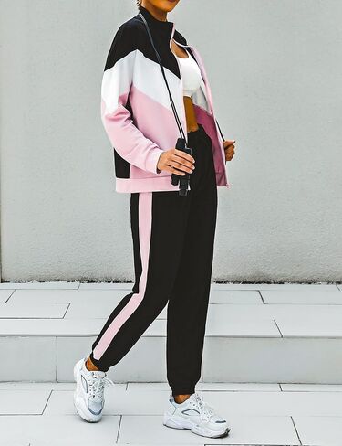 بدلة رياضية نسائية بسحاب كامل من Marvmys - طقم ركض مكون من قطعتين من Traksuit بألوان متعددة in Kuwait