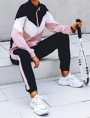 بدلة رياضية نسائية بسحاب كامل من Marvmys - طقم ركض مكون من قطعتين من Traksuit بألوان متعددة in Kuwait