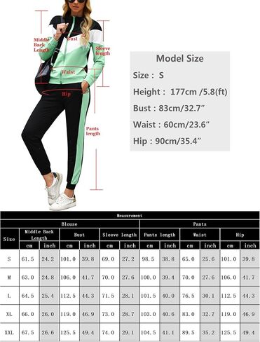 Marvmys Women Full Zip SweatSuits - 2 Pieces Traksuit Color Block Jogger Set in Kuwait