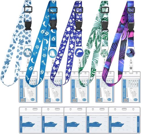 5 Pack Cruise Lanyard for Ship Cards,Adjustable Lanyards for Cruise Ship Cards with Retractable Badge Holder and 10Pcs Waterproof ID Card Holder (Marble Style) in Saudi Arabia