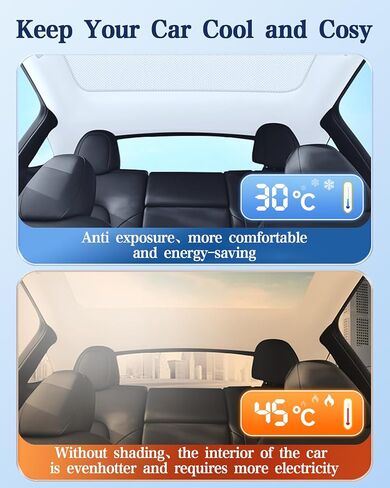 Glass Roof Sunshade for Tesla Model 3, 2 in 1 Ice Crystal Front & Rear Window Sunshades with Reflective Silver Dots for 2021-2024 Model 3, Sunroof Shade UV/Sun Protection Heat Insulation in Saudi Arabia