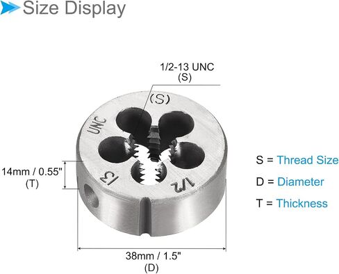 Round Threading Dies, 1/2-13 UNC Thread, 9SiCr Alloy Tool Steel Screw Milling Tools - (Applications: for Machine Thread Repair), 1-Piece in Saudi Arabia