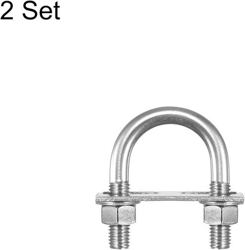 مسامير Uxcell مستديرة على شكل حرف U، مجموعتان 40 مم (1.57 بوصة) العرض الداخلي 58 مم الطول M6 304 مسمار مشبك من الفولاذ المقاوم للصدأ على شكل حرف U مع غسالات وألواح للمكسرات، لمقطورة القارب in Saudi Arabia