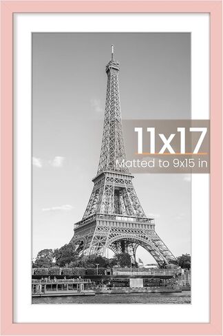 upsimples 11x17 Picture Frame, Display Pictures 9x15 with Mat or 11x17 Without Mat, Wall Hanging Photo Frame, Pink, 1 Pack in Saudi Arabia