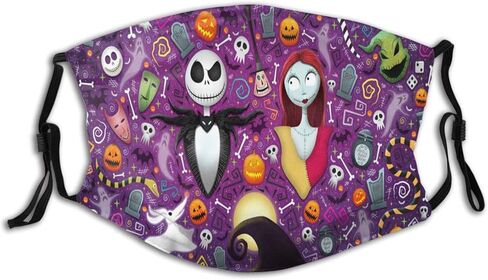 قناع وجه أنيق من Melillah Christmas Skellington مع مرشحات قابلة للاستبدال، قناع الكربون المنشط للحفلات والسفر اليومي قطعة واحدة in Kuwait