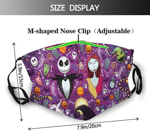 قناع وجه أنيق من Melillah Christmas Skellington مع مرشحات قابلة للاستبدال، قناع الكربون المنشط للحفلات والسفر اليومي قطعة واحدة in Kuwait