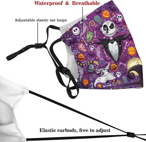 قناع وجه أنيق من Melillah Christmas Skellington مع مرشحات قابلة للاستبدال، قناع الكربون المنشط للحفلات والسفر اليومي قطعة واحدة in Kuwait