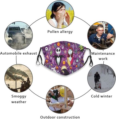 قناع وجه أنيق من Melillah Christmas Skellington مع مرشحات قابلة للاستبدال، قناع الكربون المنشط للحفلات والسفر اليومي قطعة واحدة in Kuwait