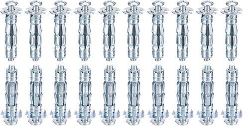 M5x37mm Hollow Wall Anchors - 20 Pack - Good for Hollow Wall Plaster Walls - Carbon Steel Hollow Drywall Anchors Screws, Silver in Saudi Arabia
