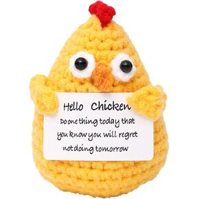 Emotional Support Fries Crochet,Cute Positive Plush with Positive Card Soft Wool Handmade Knitted Doll,Emotional Support Gag Doll for Friends, Parties, Birthdays, Christmas