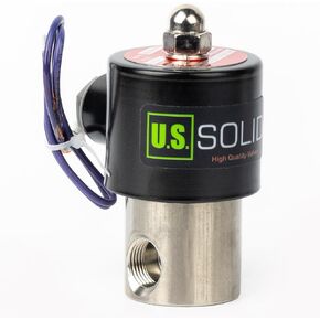 3/8" Solenoid Valve - 12V DC Stainless Steel Electric Solenoid Valve, Normally Closed, Viton Seal