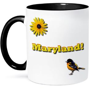 3dRose mug_37797_4 "Maryland" Two Tone Black Mug, 11 oz, Multicolor