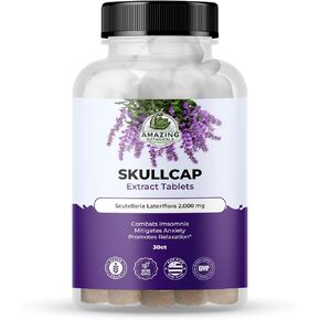 Skullcap 10X Extract Tablets 2,000 mg - High Potency Herbal Supplement for Relaxation and Wellness - 30 Tablets