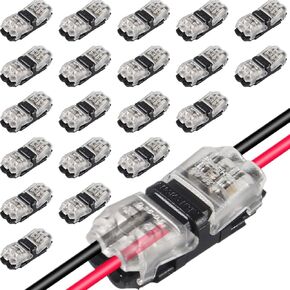 20PCS Low Voltage Wire Connectors, 2 Way Solderless Wire Splice Connectors, Quick Universa Automotive Compact Wire I Shape Terminals 20-24 AWG, No Wire-Stripping Required & Plug and Play