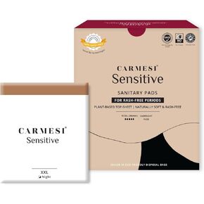 Sensitive Sanitary Pads with Extra Soft Wings | Naturally Soft & Rash-Free | Plant-Based Top-Sheet | Chlorine Free & Unscented | Includes Disposal Bags | Size XXL (10 Count)