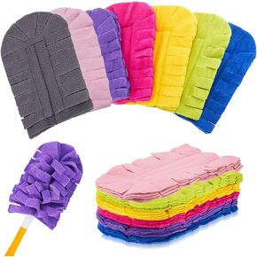 14 Pcs Duster Refill Fleece Refills for Swiffer, Hand Dusters Cleaning Reusable Duster Pads for Ceiling Fan, Washable Dusters for Window, Sofa and Flooring, Rainbow Colors