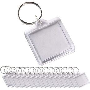 25PCS Clear Square Acrylic Photo Frame Blank DIY Photo Insert Key Chains for Personalized DIY Photo Frame Keyrings