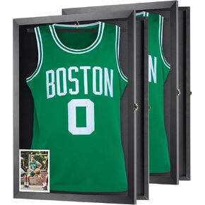 Jersey Frame Display Case Large - UV Protected Acrylic Shadow Box for Baseball Basketball Football Soccer Hockey Shirts, Lockable Sports Memorabilia Holder, Black