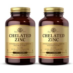 Solgar Chelated Zinc, 250 Tablets - Pack of 2 - Supports a Healthy Immune System, Healthy Skin, Cell Growth & DNA Formation - Exerts Antioxidant Activity - Non-GMO, Vegan - 500 Total Servings