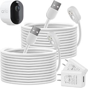 Charge Cords 25ft for Arlo Weatherproof Indoor Outdoor Charging Cable with Quick 2Amp Power Adapter for Arlo Ultra/Ultra 2/Pro 3/Pro 5s,Long Power Electronic Cable (White,1 Pack)