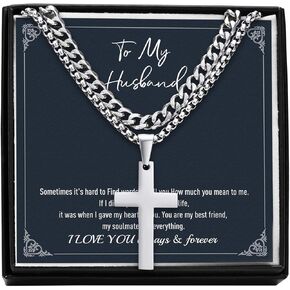 VNOX To My Son Necklace - قلادة متقاطعة الطبقات هدية للابن من أمي الفولاذ المقاوم للصدأ الفضة الطبقات الكوبية سلسلة الصليب قلادة قلادة مجوهرات بسيطة هدايا عيد ميلاد الابن من أمي in Kuwait