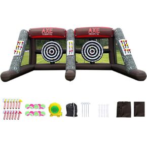 Inflatable Axe Throwing Inflatable Ball Toss Target Dart Board with 24 Axes+16 Toss Ball+ 8 Soccer Balls for Interactive Sport Games, Double Darts for 2 Players