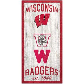 Fan Creations NCAA Wisconsin Badgers Unisex University of Wisconsin Heritage Sign, Team Color, 6 x 12