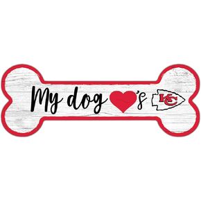 Fan Creations NFL Kansas City Chiefs Unisex Kansas City Chiefs Dog Bone Sign, Team Color, 6 x 12