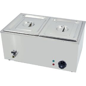 Commercial Food Warmer,1500W Electric Steam Table 6inch Deep Stainless Steel Electric Bain Marie,with Temperature Control & Lid for Parties, Catering, Restaurants (6 x 1/3GN, 6-Pan, 32QT)
