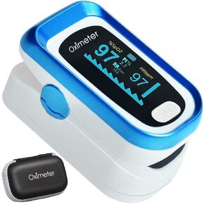 Pulse Oximeter Fingertip,Oxygen Meter Finger Pulse Oximeter,Oximeter Blood Oxygen Stauration Monitor,Accurate SpO2 Pulse Reading,PI and respiratory rate (RR) monitoring/Heart rate monitoring with Carrying Bag and Lanyard,Blue(Sport and Aviation use only)