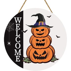 زينة باب الهالوين، علامة ترحيب للهالوين، شماعة باب، مخيفة للهالوين، لافتة باب اليقطين الخشبية، إكليل باب الهالوين، ديكور معلق لجدار الباب الأمامي، جدار الشرفة، ديكور المنزل الداخلي للهالوين in Kuwait